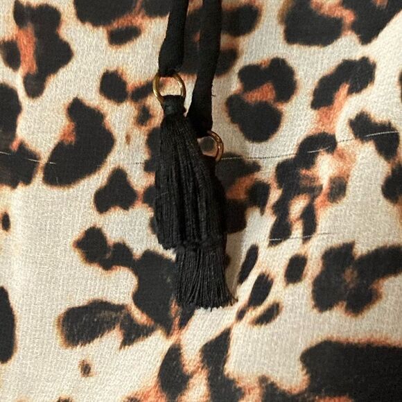 BEBE animal print sheer lace up blouse - Picture 4 of 7